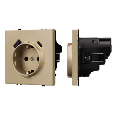 Изображение Розетка с заземлением и USB тип A+C Arlight NOBE, золотой песок soft-touch 054286(1)